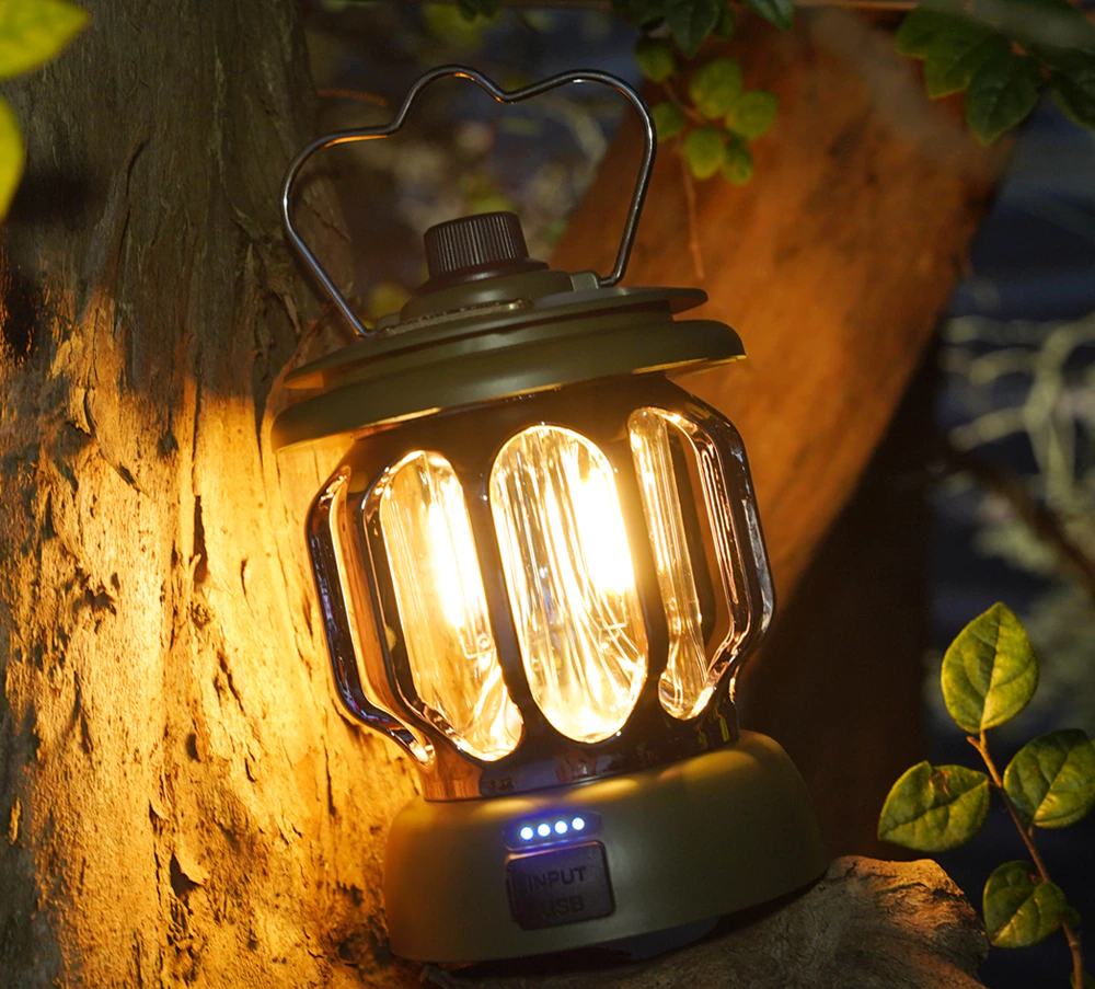 Cheap Goat Tents LED Rechargeable Vintage Camping Lantern Battery Powered Dimmable Camping Lights Portable Hanging Tent Flashlight For Outdoor   